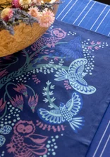 “Alaska Forest” organic cotton table runner - midnight blue