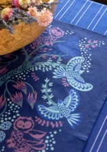 “Alaska Forest” organic cotton table runner - midnight blue