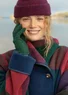 Lange jas "Alberta" van gerecyclede wol/gerecycled polyester (indigo/dessin L)