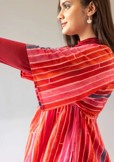 “Violet” woven dress in cotton/silk - bright red