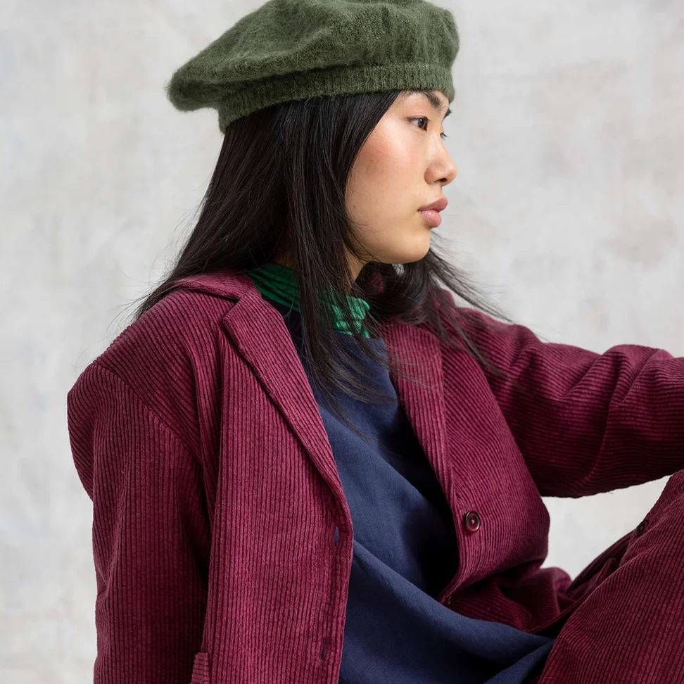 Veste "Rime" en velours côtelé de coton biologique - bordeaux