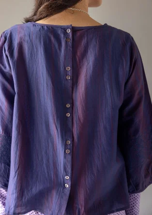 Blouse "Melody" en coton biologique/soie - bleu nuit
