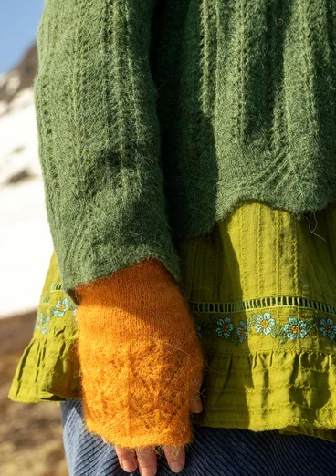 Cardigan "Forgetmenot" i alpakamiks - skovgrøn/meleret