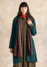 Foulard à carreaux tissé "Kari" en coton/laine - aubergine foncé