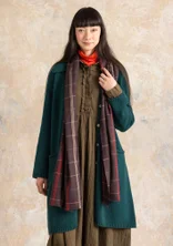 Foulard à carreaux tissé "Kari" en coton/laine - aubergine foncé