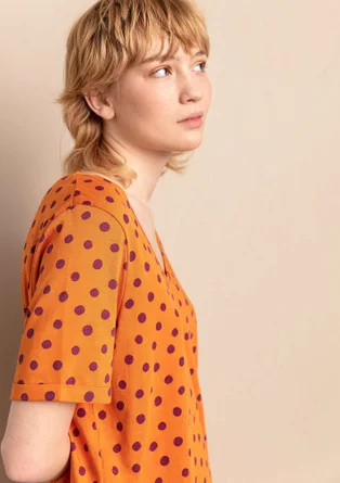Tricot top "Juliet" van biologisch katoen/modal - gebrand oranje/dessin