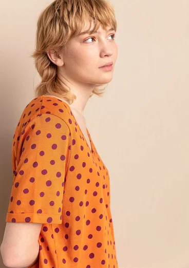Tricot top "Juliet" van biologisch katoen/modal - gebrand oranje/dessin