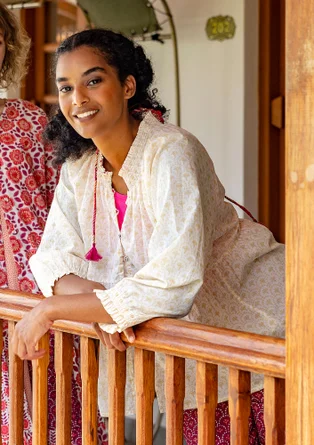 Blouse tissée "Neela" en coton biologique - plumes