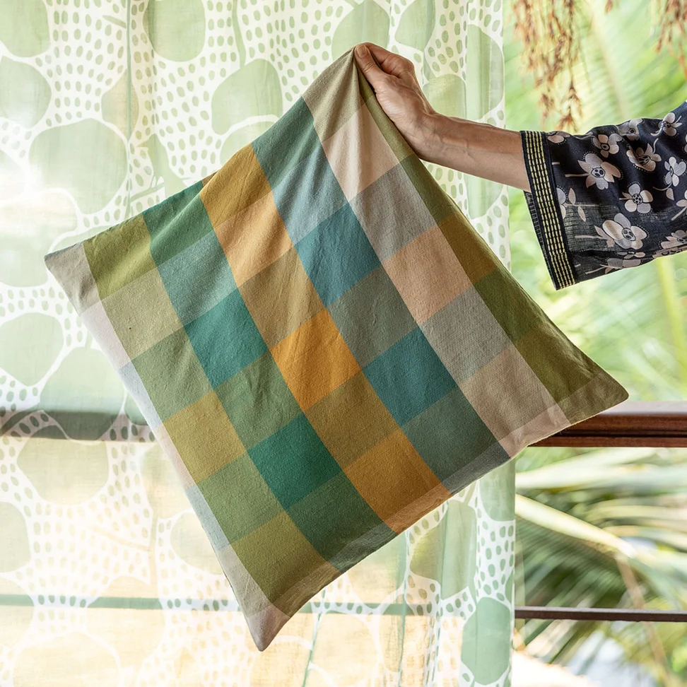 Kussenhoes "Andes" van biologisch katoen - groen zeeglas