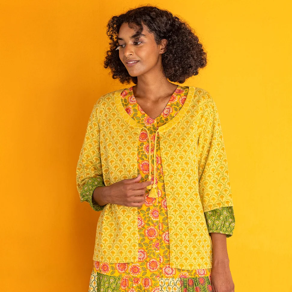“Haldi” organic cotton knit cardigan - mango