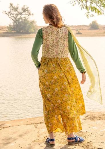 Geweven jurk "Nightingale" van biologisch katoen - honing