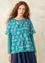 “Peggy” woven organic cotton blouse (aqua green/patterned XXL)