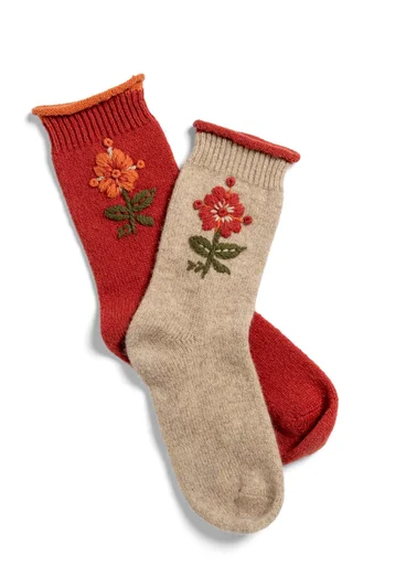 Stricksocken „Arktis“ aus Wolle - ungefärbt