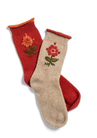 Stricksocken „Arktis“ aus Wolle - ungefärbt