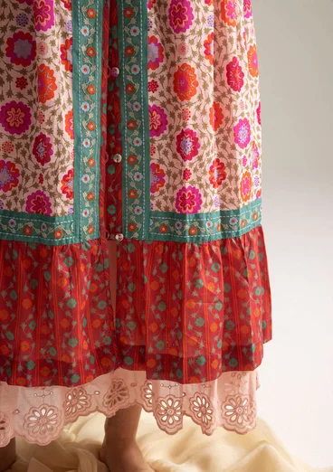 “Suzani” woven dress in organic cotton - pale powder pink