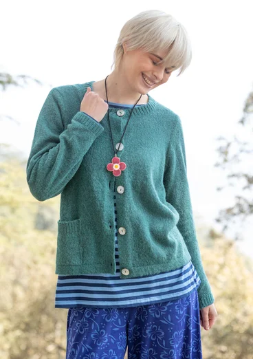 Strickjacke aus Alpakawollgemisch - pfauengrün