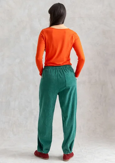 Corduroy broek "Rime"⁠van biologisch katoen - licht flessengroen