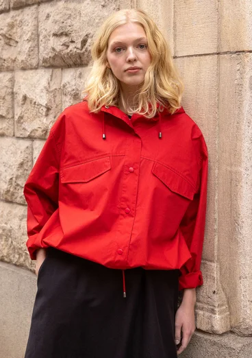 Jacke aus Bio-Baumwollgewebe - papageienrot