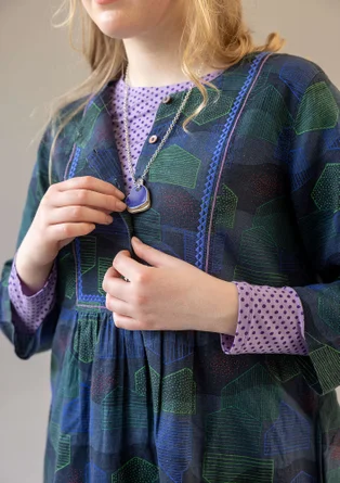 Jurk "Alaska" van geweven biologisch katoen/linnen - donkerindigo