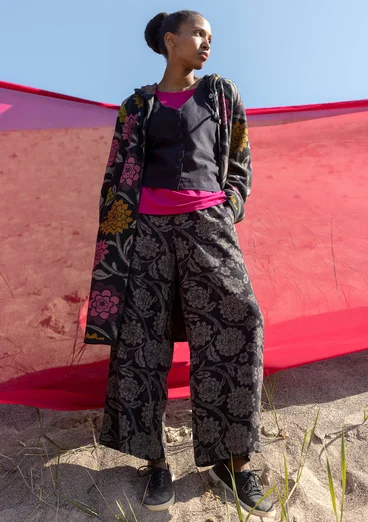 Pantalon tissé "Moonlight" en viscose/lin - noir