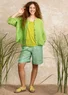 Vevd shorts i lin (lotusgrønn/stripete S)