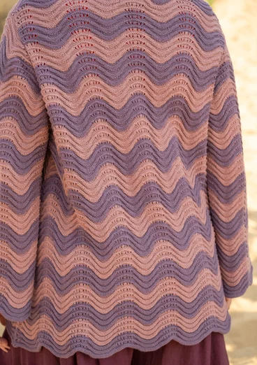 Trui "Rose" van gerecycled katoen - mauve/gestreept