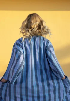 “Coimbatore” checked organic cotton kimono - pigeon blue
