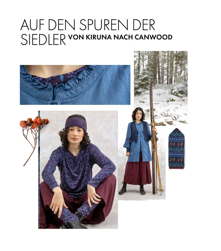 Eine Collage mit Frauen in Mode aus Gudrun Sjödéns Winterkollektion 2025.