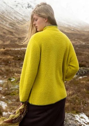 Gestrickte Jacke „Sälen“ aus Wollbouclé - limettengrün