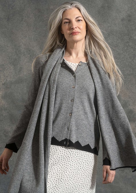 Cardigan in cashmere/wool grey melange