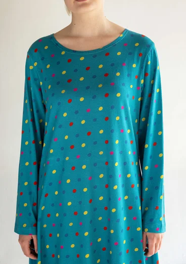 Gepunktetes Jerseykleid „1964“ aus Baumwolle/Modal - türkis