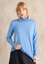 Long-sleeve, lyocell/elastane jersey polo-neck top - mild blue