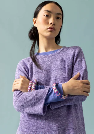 Linen/recycled cotton knit sweater - thistle