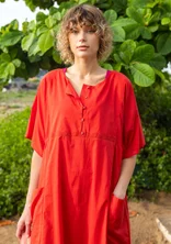 “Reflexions” woven organic cotton dress - bright red