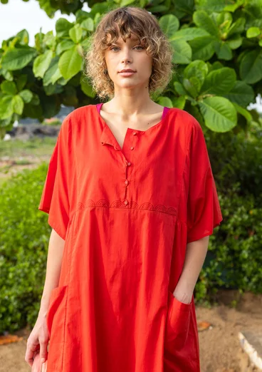 “Reflexions” woven organic cotton dress - bright red