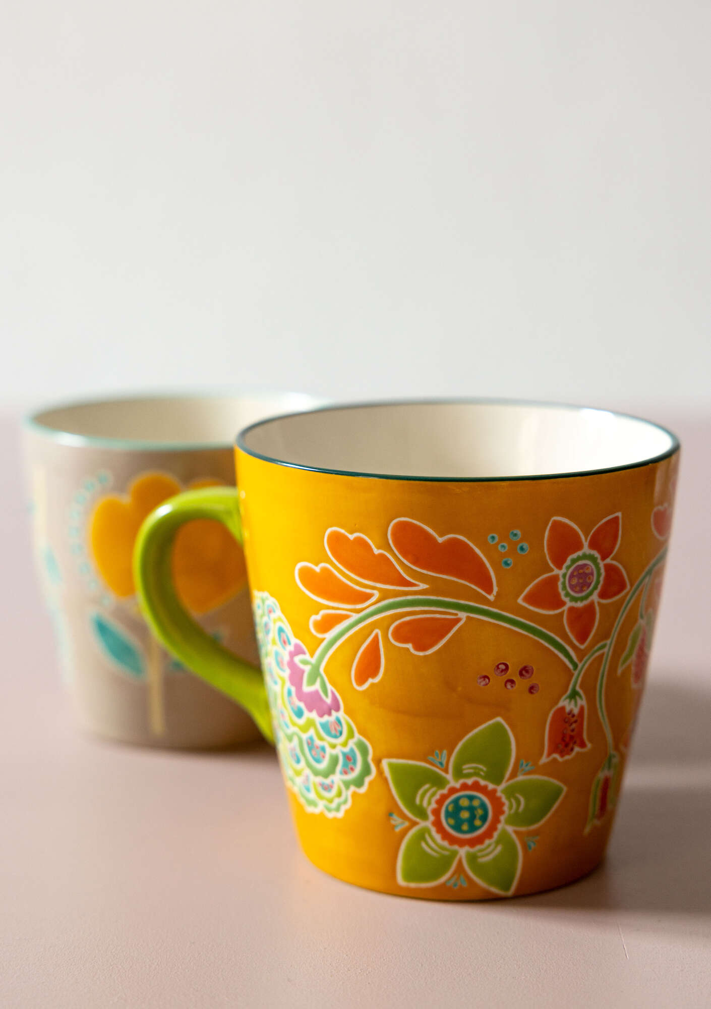 “Tree of Life” ceramic teacup gold ocher