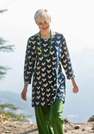“Agda” patterned tunic in organic cotton/modal - indigo