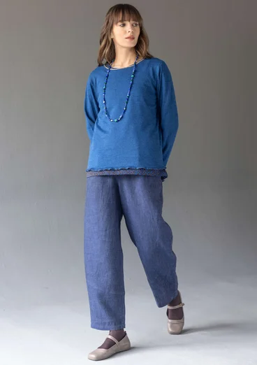 Fine-knit linen/organic cotton sweater - indigo blue