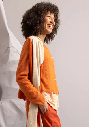 Cardigan i alpakamiks - grapefrugt