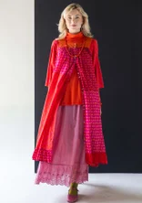 Geblümtes Kleid „1976“ aus Bio-Baumwolle - papageienrot