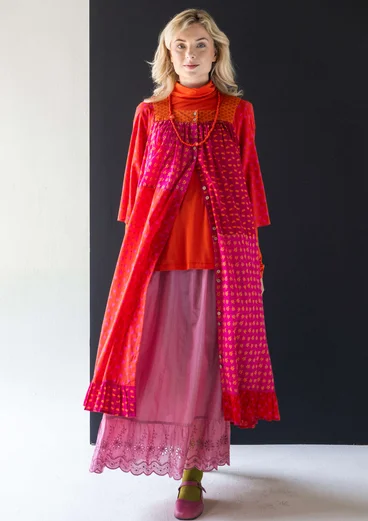 Geblümtes Kleid „1976“ aus Bio-Baumwolle - papageienrot