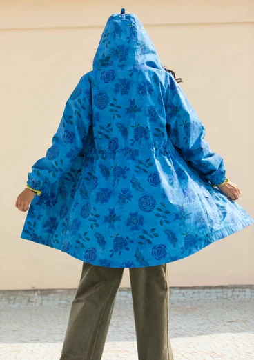 “Livia” patterned/solid-colour parka in water-repellent organic cotton - bright blue/patterned