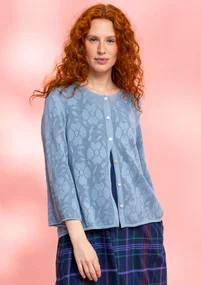 Gilet "Blomstra" en maille de coton biologique/recyclé - bleu pigeon