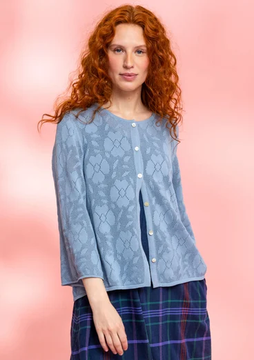 Gilet "Blomstra" en maille de coton biologique/recyclé - bleu pigeon