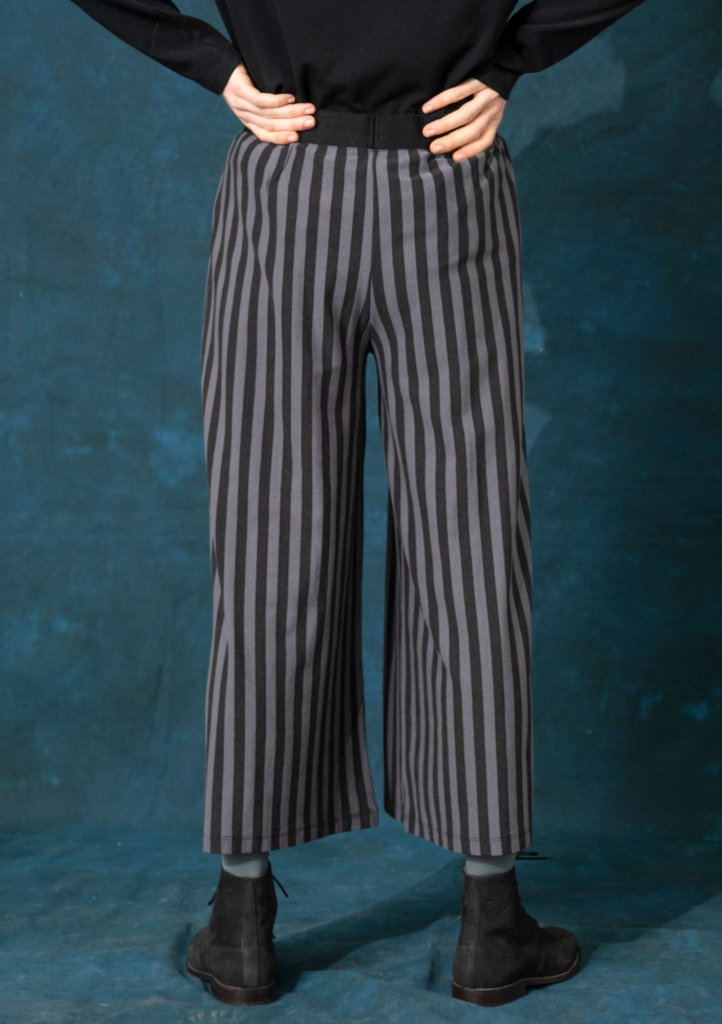Pantalon en modal/coton/élasthanne noir/gris cendré thumbnail