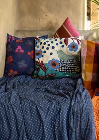Blockdruck-Decke „Peru“ aus Bio-Baumwolle - indigo
