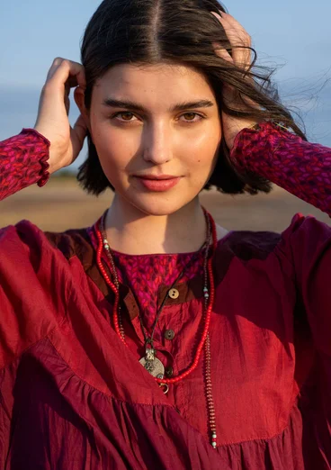 "Desert" woven organic cotton dress - dark hibiscus