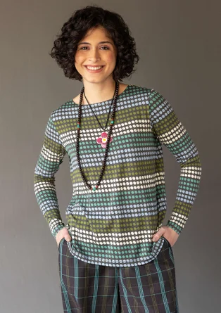 “Quiz” patterned lyocell/elastane top - ash grey