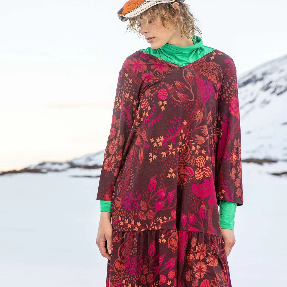 Tricot jurk "Yura" van biologisch lyocell/elastaan - aubergine