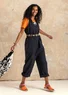 “Gardener” organic cotton/linen dungarees (dark ash grey S)